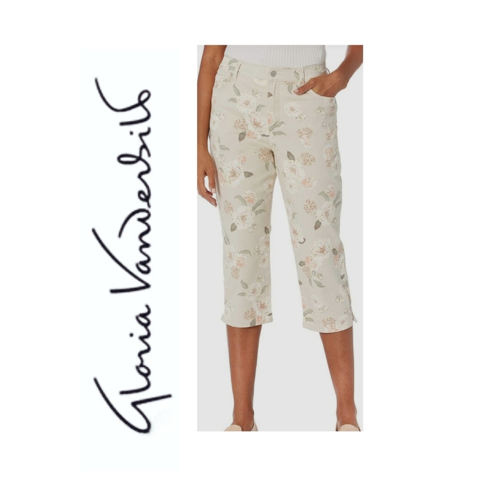 NWT Gloria Vanderbilt Capri with Floral Print Amanda 8